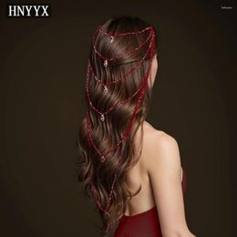 Hair Clips HNYYX Red Rhinestone Baroque Vine Comb For Women Luxury Long Style Crystal Headband Wedding Bridal Tiara A167