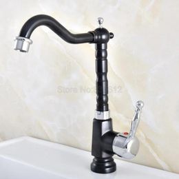 Kitchen Faucets Swivel Spout Black Chrome Basin Faucet Single Handle Brass Cold And Mixer Tap Bathroom Tnf488