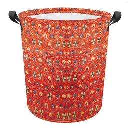 Laundry Bags Orange Oriental Traditional Moroccan Style Artwork Dirty Basket Folding Clothing Storage Bucket Home Waterproof Organise