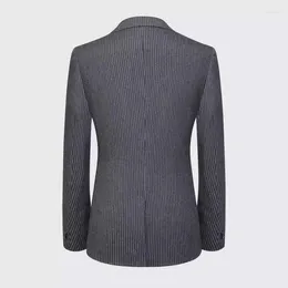 Men's Suits Men Slim Grey Stripe Blazer Party Wedding Jackets 2 Buttons Single Breasted Handsome Good Quality Man Clothing Size 48