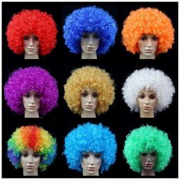 Short Curly Afro Wigs for Men Women Multiple Colours Full Synthetic Hair Wig America African Natural Wigs Cosplay Hair