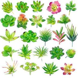 24 Pack Artificial Succulents Plant Garden Miniature Fake Cactus Floral DIY Home Fake Succulents Fake Plants Faux Succulents 10297813525