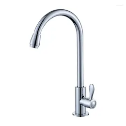 Kitchen Faucets 304 Stainless Steel Chrome Single Cold Handle Hole Sink Tap With 1 Hose