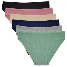Women's Panties 5pcs/Lot Threaded Cotton Solid Color Girl Briefs Underwear Lady Sexy 89658