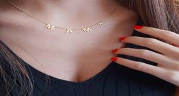 Mother Gifts MAMA Letter Necklaces Pendants For Women Minimalism Jewellery Stainless Steel Rose Gold Initials Choker Necklace BFF Ch7144007