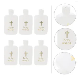 Vases 6Pcs Holy Water Bottles White With Golden Cross Logo Religious Easter Plastic Bottle