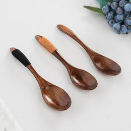 Tea Scoops 1pc Small Wooden Spoon Children Soup Natural Wood Japanese Honey Sugar Salt Seasoning Dessert Coffee Scoop