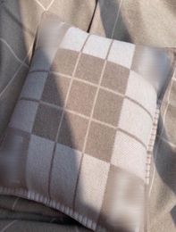 Luxury pillow case designer Signage Cushion cover top quality real cashmere wool material Cheque stripe pattern 5 Colours available 1499970