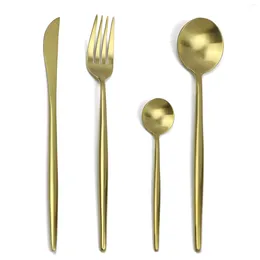 Dinnerware Sets 24 Pcs/Lot Gold Cutlery Set Dinner Dessert Fork Spoon Knife Wedding 304 Stainless Steel Tableware