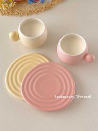 Cups Saucers Macaron Ceramic Coffee Cup and Saucer Set Roundness Design Afternoon Tea Cups Home Creative Watercup Breakfast Mug 180ML