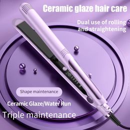 Hair straighteners 2 in 1 Straight and Curly Flat Iron Fast Heating Ceramic Plate Barber shop styling appliances 240506