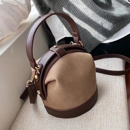 Shoulder Bags Suede Pattern Designer MINI Leather Bucket Bag For Women 2024 Women's Trend Crossbody Handbags Hand