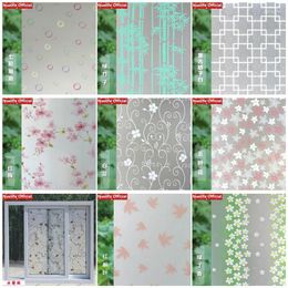 Window Stickers 45x200cm Plant Pattern Frosted Glass Film Opaque Anti-mite Bathroom Living Room Bedroom Sliding Door Waterproof