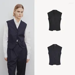 Women's Vests 2024 Suit Vest Wool Blend Simple Jacket