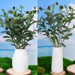 Decorative Flowers 2PCS Simulated Olive Branches (Including Bottles) Business Office Desktop Foyer Garden Courtyard Home Decoration