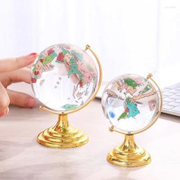 Decorative Figurines Glass Globe Ornaments Rotate Crystal Spheres Home Living Room Foyer Office Desk Classmates Children Friends Gift