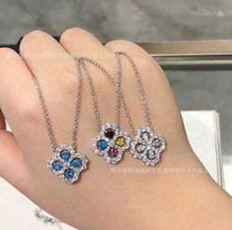 Designer Necklace Vanca Luxury Gold chain Four leaf clover necklace luxury and full of diamonds navy blue collarbone chain cold and cool style necklace womens
