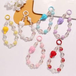 Keychains Sweet Air Balloon Pendant Keychain Fashion Acrylic Multi Colour Beaded Earphone Case Leather Bag Gifts