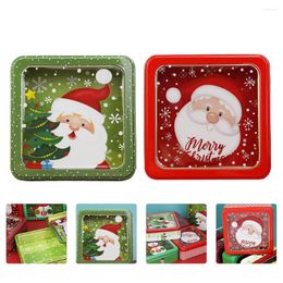 Storage Bottles 2 Pcs Christmas Tin Box Candy Jar Sugar Case Chocolates Gift Party Favours Holder Chips Cookies