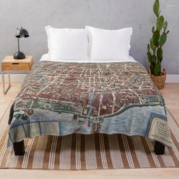 Blankets Map Print Of Chicago: The Greatest Inland City In World 1938. Throw Blanket Weighted Flannel Beautifuls Sofa Quilt