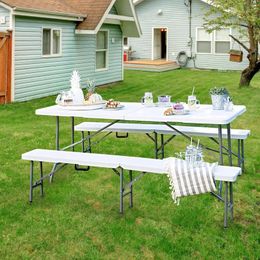 Camp Furniture Folding Table 6 Inch -Portable Dining Desks Plastic Outdoor Camping / Picnic Party