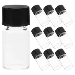 10pcs Clear Glass Vials Small Liquid Sample Leak-Proof With Screw Caps Bottles For Art Craft