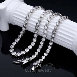 High Quality Bezel Bead Setting Sterling Sier 3Mm-4Mm-5Mm Round VVS Moissanite Tennis Necklace