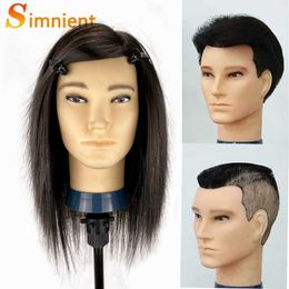 Mannequin Heads Male Model Head 100% Synthetic Fibre Hair Beauty Hairdressing Practitioner Training Doll Styling Free Gift Q240510
