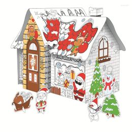 Decorative Figurines Christmas Children's Toys Diy Cardboard House Parent-child 3d Three-dimensional Puzzle Art Painting Hand-painted