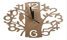 Modern Wood Vintage Design Wall Clock Fashion Home Living Room Coffee Shop Chic Bar Personality Quiet Clock Square Shape P107508247