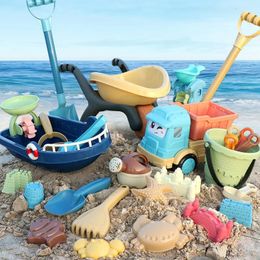 Beach Toys Sandbox Silicone Bucket And Sand Toys Sandpit Outdoor Summer Game Play Cart Scoop Child Shovel For Kids 240509