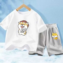 Clothing Sets Summer Cute Cartoon Dog Fashion Childrens O-neck T-shirt+Short sleeved Preschool Baby Boys and Girls Clothing Set New Childrens Fun Track ClothingL2405