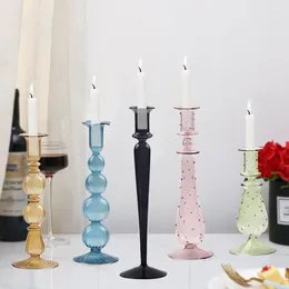 Candle Holders Nordic Glass Holder Vintage Fashion Home Decor Crystal Classic Dinner European-style