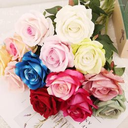 Decorative Flowers 10 Piece Loading Rose Single Living Room Flower Valentine's Day Bouquet Wedding Decoration Silk False Ornamen