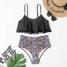 Women's Swimwear Sexy Print Bikini Bottom High Waist Swimsuit Ruffles Floral Trend Women Bikinis Beachwear Bathing Suit Traje Bano Mujer