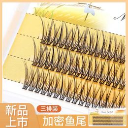 False Eyelashes Grading World Net Red Fish Tail Encrypted Eyelash Natural Simulation Single Cluster Cross Hair A-shaped Fairy Q240510