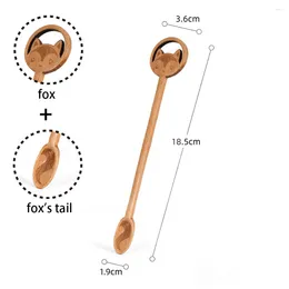 Spoons 1PCS Japanese And Korean Coffee Natural Color Will Not Scratch The Surface Cartoon Animal Mixing Spoon Tableware