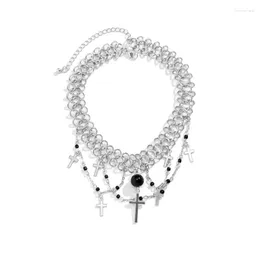 Chains Punk Designs Neckchains Gothic Black Beads Necklace Pendant Clavicle Adjustable Chain Clothing Dropship