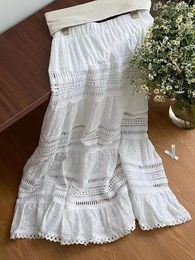 Skirts White Lace Bohemian Midi Skirt Women 2024 Spring/Summer Women's Vacation High Waist Long