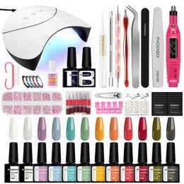 Nail Art Kits Phoenixy nail kit gel nail polish with UV LED nail lamp semi permanent UV gel varnish T240510