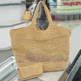 Icera Maxi Tote Bag Women Luxury Handbag Raffias Hand-Embroidered Straw Bags High Quality Beach Bag Large Capacity Totes Shopping Bag Shoulder Bags Pur