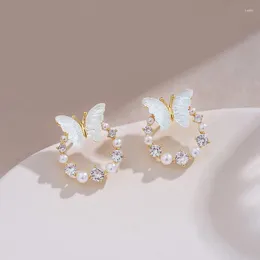 Stud Earrings Fashion Korean Butterfly Drop For Women Sparkle Crystal Zircon Versatile