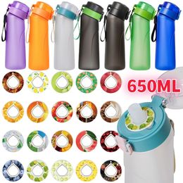 Air flavored water bottle gym fitness straw cup portable flavored beverage bottle outdoor sports Tritan water cup with flavored pod 240425