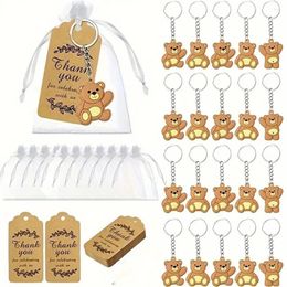 Party Favour 18 Sets/54 Pieces Baby Shower Favours Decorations Cute Keychains Organza Drawstring Bags Thank You Tags Set For
