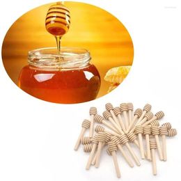 Spoons 50PCS High Quality Honey Stir Bar Mixing Handle Jar Spoon Practical Wood Dipper Long Stick Supplies Kitchen Tools