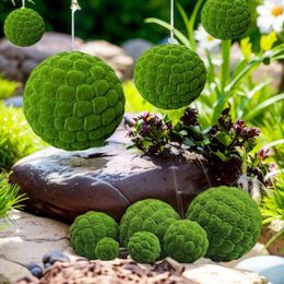 Decorative Flowers Artificial Fake Moss Ball Green Plants Grass Eternal Life Landscape Crafts Mini Straw Mattress For Home El Garden