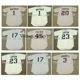 Vin Vintage 1 Lou Whitaker Jerseys 20 Mark fidrych 6 AL KALINE 23 KIRK GIBSON ALAN TRAMMELL 45 Cecil Fielder 8 RON LeFLORE Retro Baseball