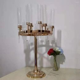 Candle Holders Wholesale Wedding Centrepieces Acrylic 9 Heads Candelabras Candlestick For LED Decoration AB1057