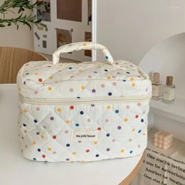 Storage Bags Ins Polka Dots Cosmetics Bag Creative Zipper Quilted Cotton Large Capacity Handbag Tool