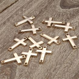 Charms 20pcs/lots Wholesale Double Hole Alloy Cross Pendant For Jewellery DIY Making Handmade Catholic Church Accessories